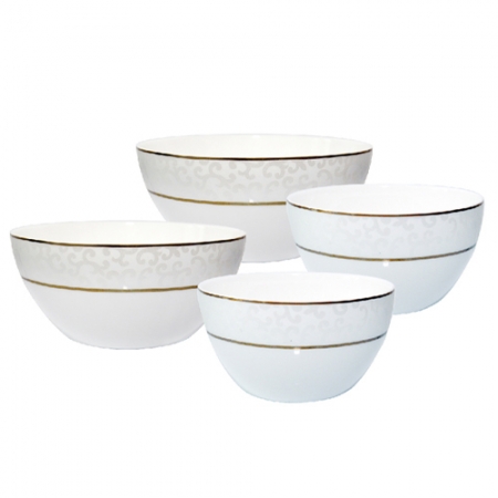 본차이나 당초문 공기, 대접 4p 세트 #2