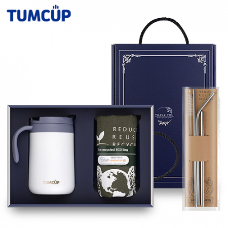 텀컵 에코 기프트세트 TS-500ES 텀블러1+에코백1+스텐빨대4종 선물세트 #2