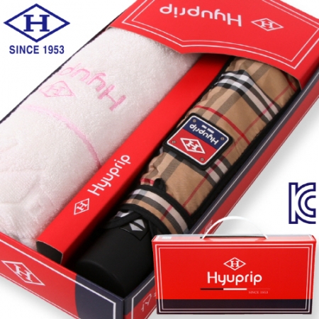 협립 3단 선염체크 완전 자동우산 + 눈꽃 타올세트 #2