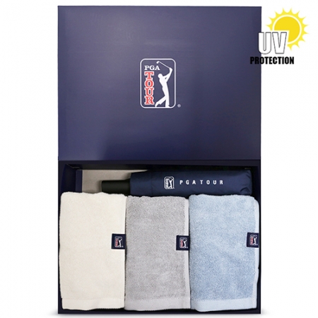 PGA 3단 60 완전자동 쿨링 암막 우산 + 200g 코마사 타올 3P 세트 (소) #2