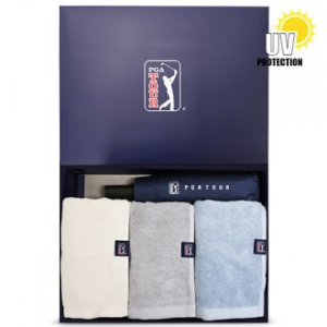 PGA 3단 60 완전자동 쿨링 암막 우산 + 200g 코마사 타올 3P 세트 (소)