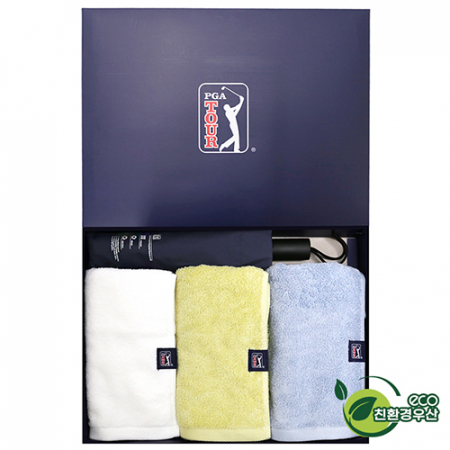 PGA 친환경그린 3단60 완전자동우산 + 180g 모달면사타올 3P 세트 (소) #2