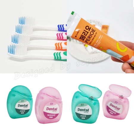 치과용 스펀지치실 M케이스+오랄비 고탄력미세모+페리오+치실50m 칫솔 치약 세트 #5