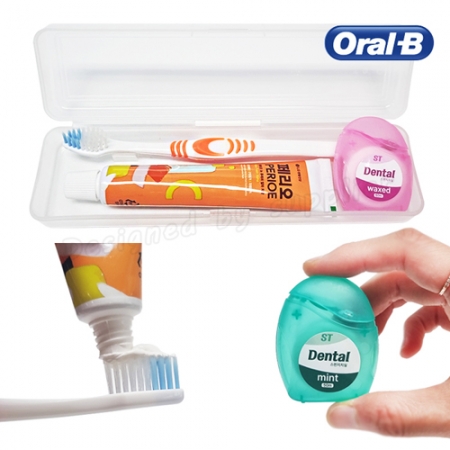 치과용 스펀지치실 M케이스+오랄비 고탄력미세모+페리오+치실50m 칫솔 치약 세트 #3