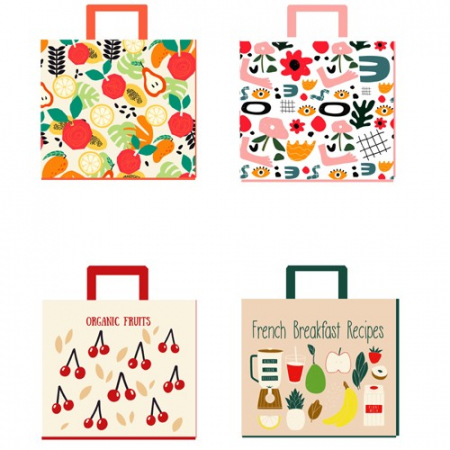 일러스트 시장가방 휴대용 장바구니 쇼핑백 쇼핑 가방 접이식 가방 인쇄가능 #2