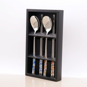 써클칼라 수저 부부 세트 (홍 / 청)