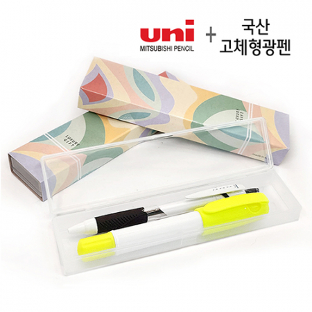 제트스트림 볼펜 (0.5mm) +빅백색고체형광펜 2P 세트 #2