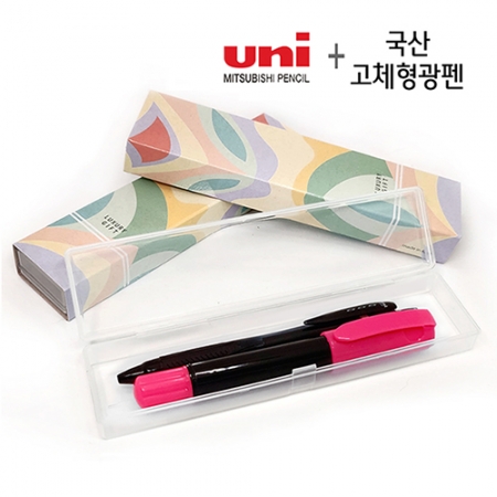 제트스트림 볼펜 (0.7mm) + 빅 블랙 고체 형광펜 2P 세트 #2