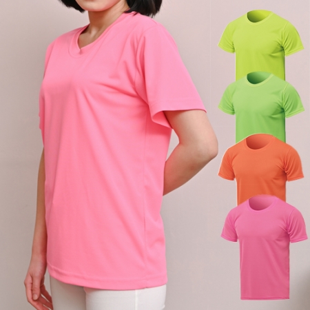 스탠핏 라운드 형광 쿨론 반팔 티셔츠, 남자 여자 티셔츠 #2