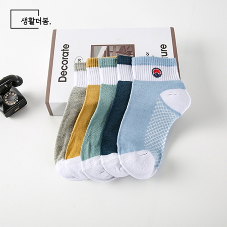 생활더봄 믹스 앤 매치 남성용 단목 발목 스니커즈 양말 5켤레 #3