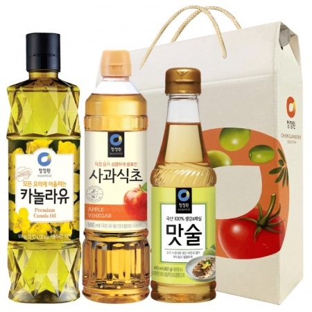 청정원 선물세트, 청정원 카놀라유 500ml+청정원 사과식초 700ml+맛술 410ml 선물세트 #2