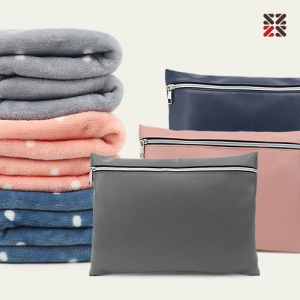 써클극세사담요 + 가죽파우치세트