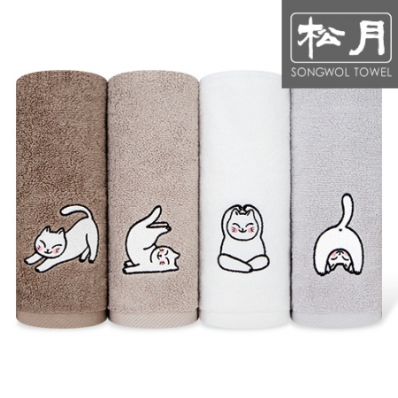 [송월타올]요가하는 고양이 타올 150g #2