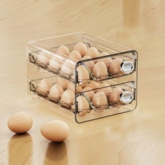 투명 에그 트레이, 네모 달걀 계란 보관함 베이직 계란정리함 2단 24구