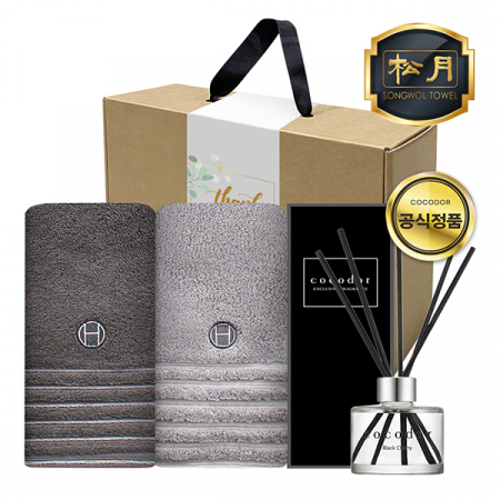 송월 프리미엄 디퓨저 3조 세트(호텔 필라라인 타올 40 2매 + 코코도르 디퓨저 200ml 1개) #2