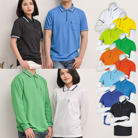 캐쥬얼 집업 폴로 카라 티셔츠 S-3XL (반팔 / 긴팔), 남성 여성 단체 티셔츠 #2