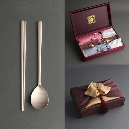 오복 장수 방짜유기수저 (실크B 예단 보자기 포장) #2