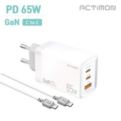 엑티몬 가정용 GaN 지원 PD 65W 초고속충전기 (C+C+ USB)