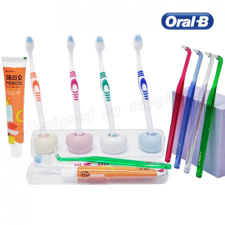 어금니칫솔+오랄비 고탄력+페리오 / 교정 치과용 칫솔 치약 세트 #3