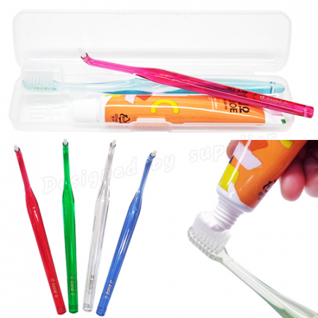 어금니칫솔+크리스탈캡 미세모+페리오 / 교정 치과용 칫솔 치약 세트 #4