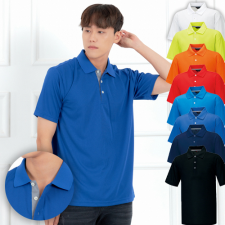여밈 포인트 쿨론 폴로 카라 반팔 티셔츠, 남성 여성 티셔츠 #3