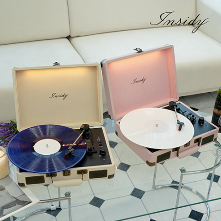 인사이디 휴대용 무선 블루투스 LP 플레이어 LED 턴테이블 스피커 IBT-Retro Light #7
