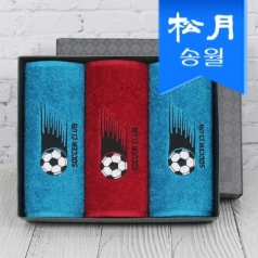 송월 축구 클럽 스포츠타올 3매 선물세트 (블랙 박스) + 쇼핑백 (CM)