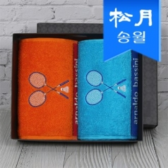 송월 배드민턴 클럽 스포츠타올 2매 선물세트 (블랙 박스) + 쇼핑백 (CM)