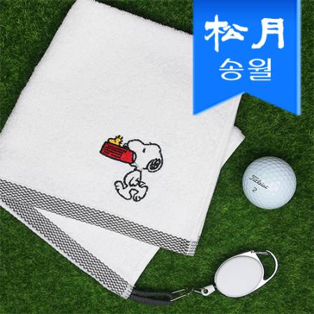 블럭블랙 골프타올, 골프수건, 릴 골프공 타올 (스누피 블록 블랙) 34x34cm #2