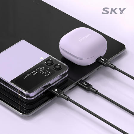 스카이 비트 60W 3in1 C to C타입 고강도 패브릭 멀티 고속충전 메탈케이블 2M #5