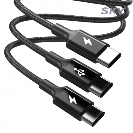스카이 비트 60W 3in1 C to C타입 고강도 패브릭 멀티 고속충전 메탈케이블 2M #3