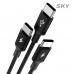 작은이미지: 스카이 비트 27W 3in1 USB to C타입 고강도 패브릭 멀티 고속충전 메탈케이블 2M #5