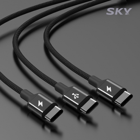 스카이 비트 27W 3in1 USB to C타입 고강도 패브릭 멀티 고속충전 메탈케이블 2M #3
