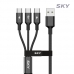 작은이미지: 스카이 비트 27W 3in1 USB to C타입 고강도 패브릭 멀티 고속충전 메탈케이블 2M #2