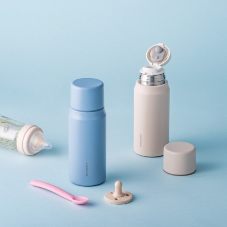 리틀럽 마망 분유 스텐보온병 355ml 원터치캡형 베이지, 블루 #4
