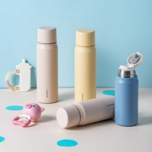 리틀럽 마망 분유 스텐보온병 355ml 원터치캡형 베이지, 블루