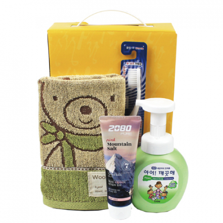 욕실용품세트 N-T (기라로쉬 핸드타올 + 아이깨끗해 + 솔트치약 + 미세모칫솔) #2