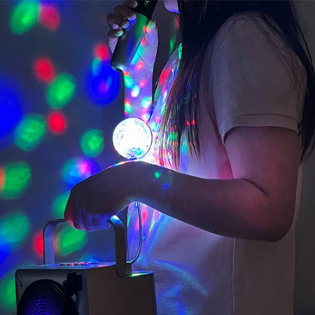 뉴 에이커 무선 블루투스, 듀얼 노래방 마이크, 가정용 차박 캠핑 미라클 미러볼증정 #4