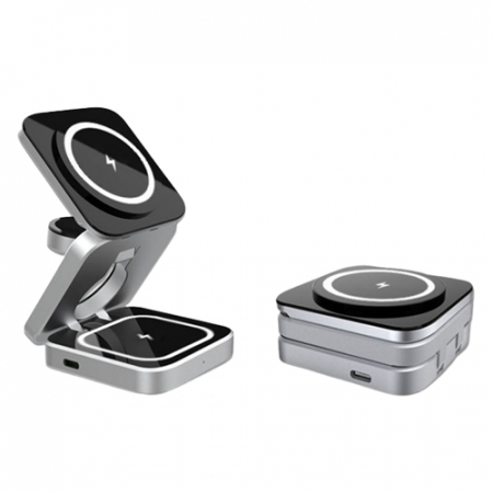 뉴 에이커 접이식 맥세이프 무선충전기 갤럭시워치6 Z플립5 애플워치 아이폰 SM1 3IN1 #3