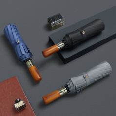 그루브 12k 우드 손잡이 3단 완전 자동우산