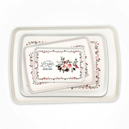 무광 멜라민 뉴직쟁반 장미 4P #2