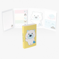 곰돌이 4단 접이 점착메모지 // (스티커 작업가능)