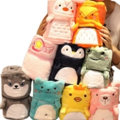 롤업 캐릭터 담요, 다양한 동물 캐릭터 담요, 소지하기 간편한 무릎담요 (93*84cm)