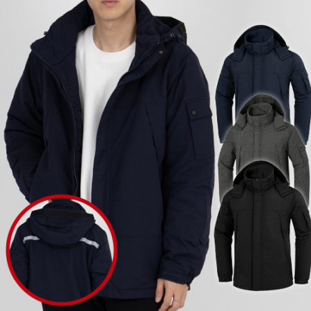 남성 여성 폴라폴리스 내피 탈부착 후드 등 반사 방한 점퍼 (S-4XL) #3