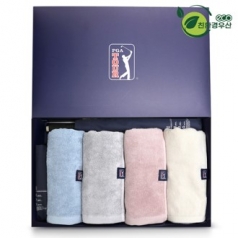 PGA 그린 2단 자동우산 + 3단 수동 경량 스키니우산 + 200g 코마사 타올 4P 세트 (대)