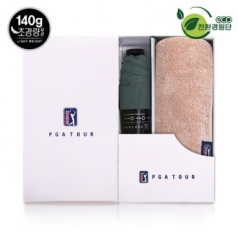 PGA 친환경그린 3단 수동 경량 스키니 우산 + 180g 모달사 타올세트