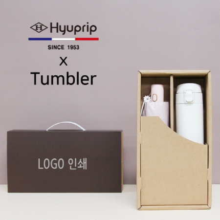 협립 3단 미니 암막 데이지 완전 자동 우양산 + 모던 원터치 500ml 텀블러 세트 #2