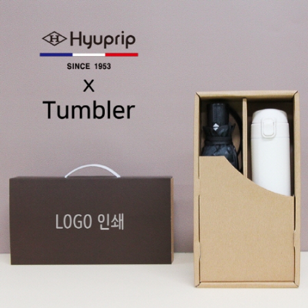 협립 3단 암막 커넥션 완전 자동 우양산 + 모던 원터치 500ml 텀블러 세트 #2