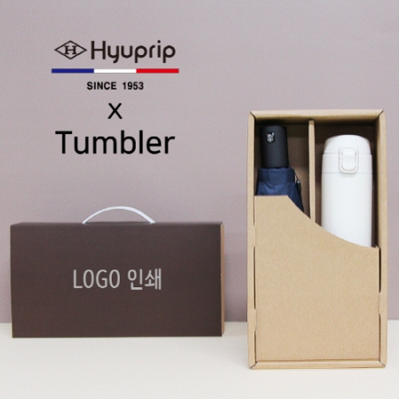 협립 3단 심플 수동 우산 + 모던 원터치 500ml 텀블러 세트 #2