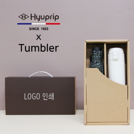 협립 3단 엠보 완전 자동 우산 + 모던 원터치 500ml 텀블러 세트 #2